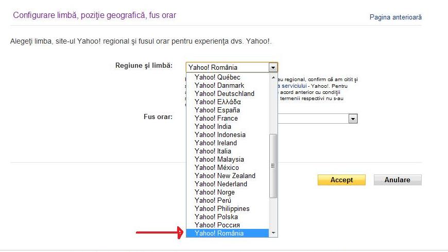 Cum se setează limba română pentru Yahoo Mail?