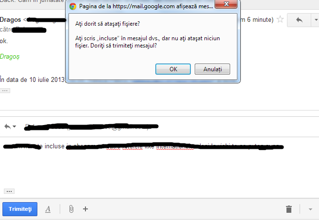 Atenționări Gmail pentru atașări